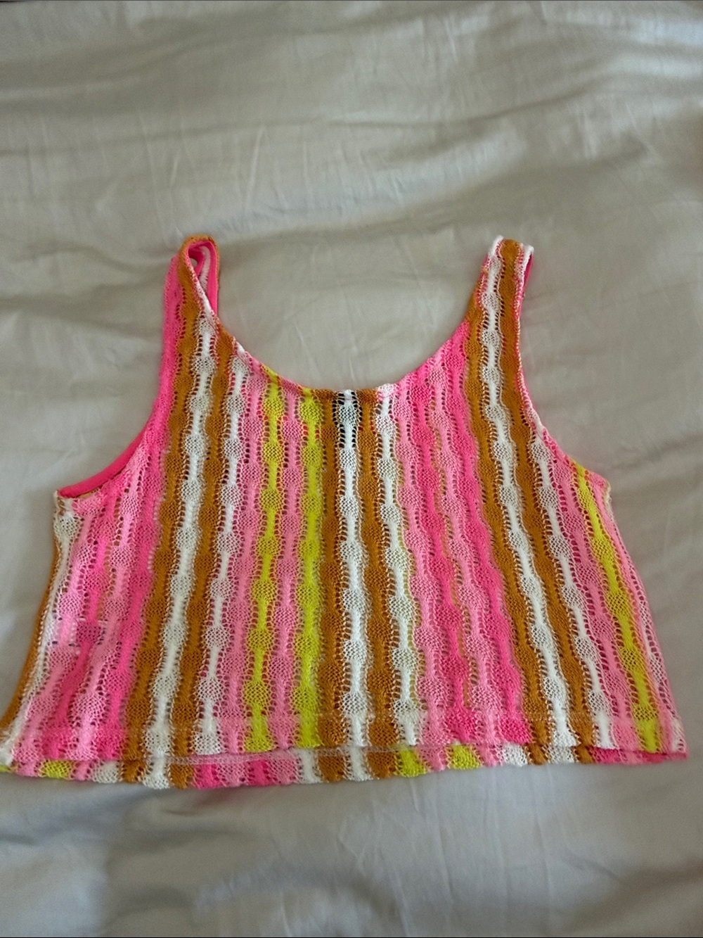 Wild Fable Neon Multi-Color Crochet Crop Top & Wide Leg Pants Set - Picture 3 of 4
